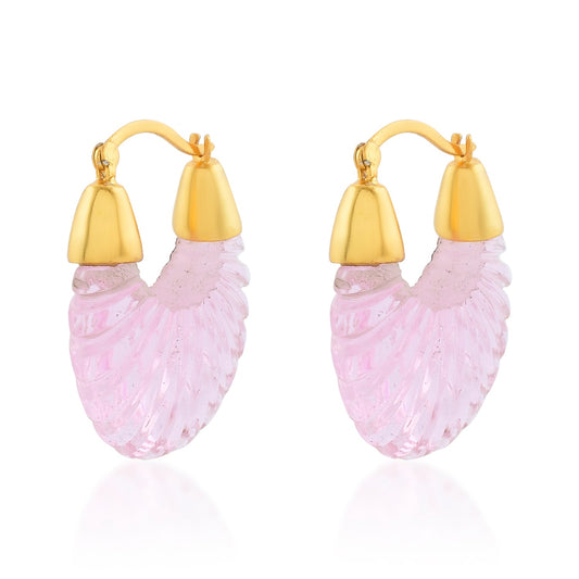 Etienne Ridged Earrings - Soft Pink - Lily King