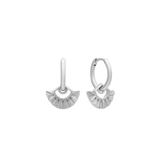 Lily King | Rachel Jackson Deco Fan Hoop Earrings - Silver