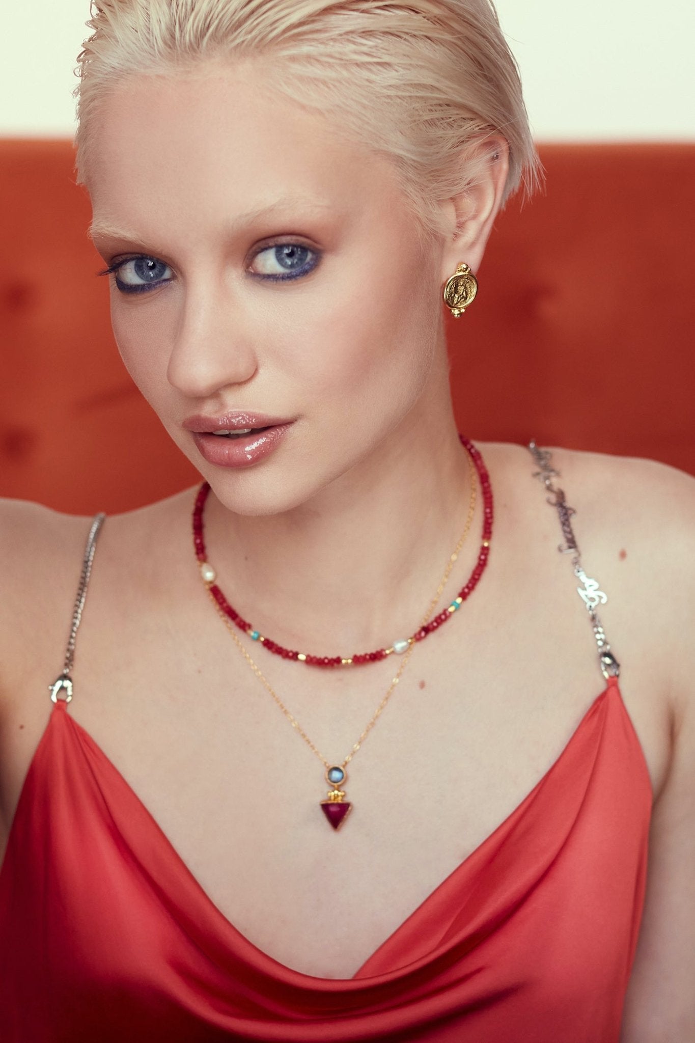 Hydra Labradorite & Ruby Pendant Necklace - Lily King