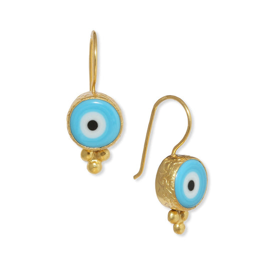 Lina Evil Eye Blue Drop Earrings - Lily King