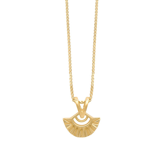 Mini Deco Fan Necklace - Gold - Lily King