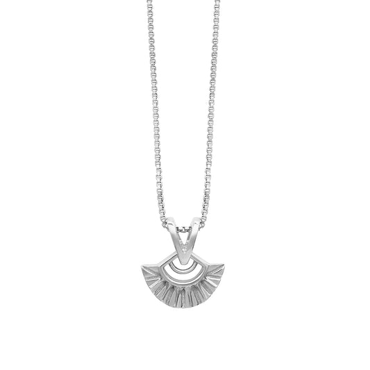 Mini Deco Fan Necklace - Silver - Lily King