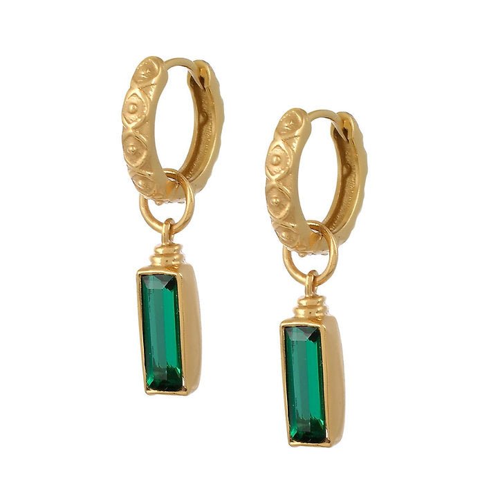 Sandie Huggie Earrings - Emerald Green - Lily King